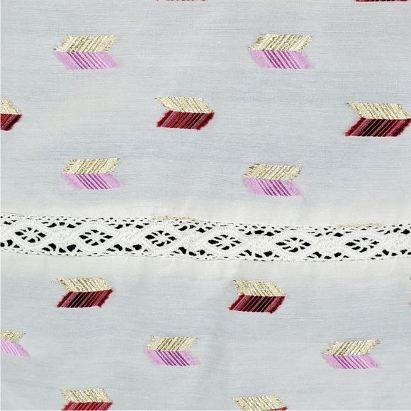 NWOT J. Crew Point Sur White, Red & Gold Pop Over Embroidery Blouse - Picture 5 of 5